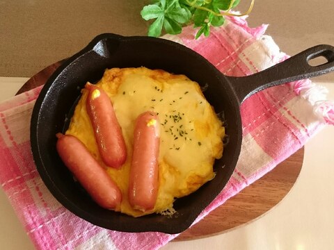 スキレットで簡単卵焼き